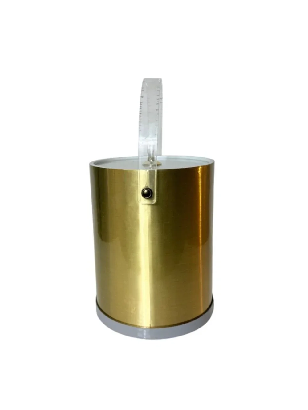 Vintage Culver Gold Ice Bucket Lucite Handle White Tongs Mid Century Barware